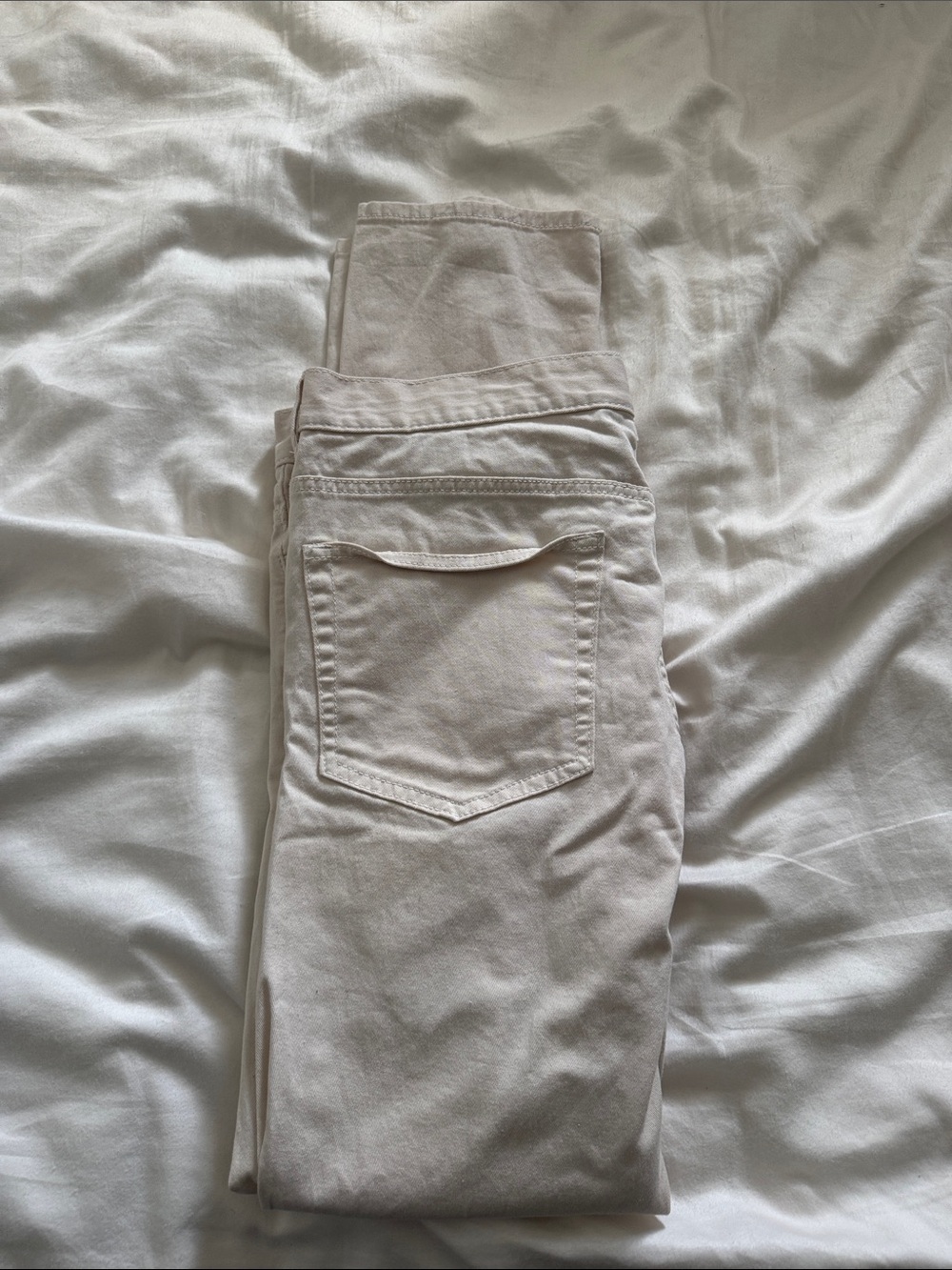 H&M White mens Cream Slim Jeans